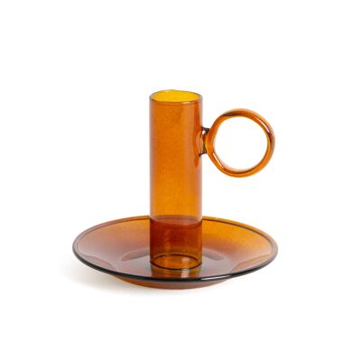 PORTAVELAS DE CRISTAL AMBAR HF