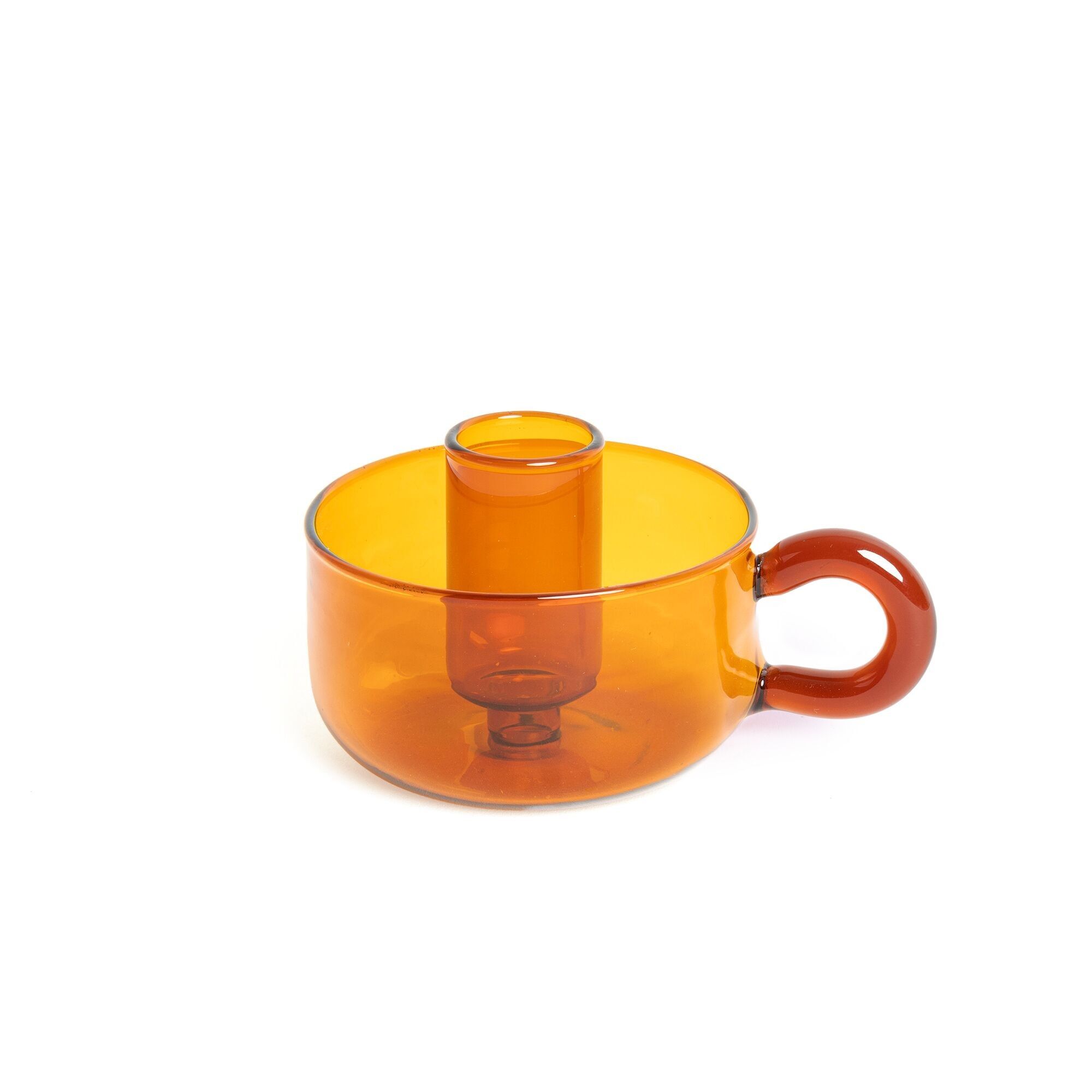 PORTACANDELE CLASSICO IN CRISTALLO AMBRA HF