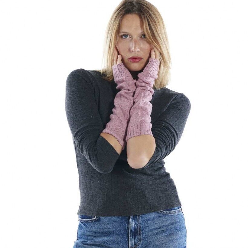 Manopla de lana cachemir rosa viejo