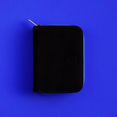 portefeuille compact en cuir BIO noir