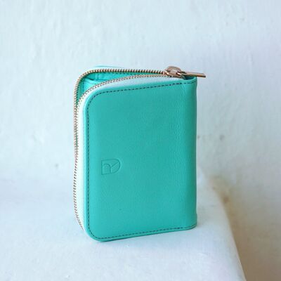 portafoglio compatto in pelle BIO menta