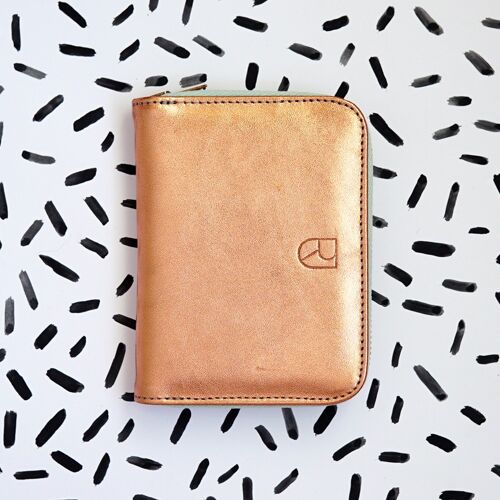 compact leather wallet copper