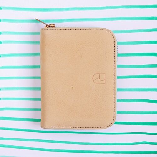 compact leather wallet nude