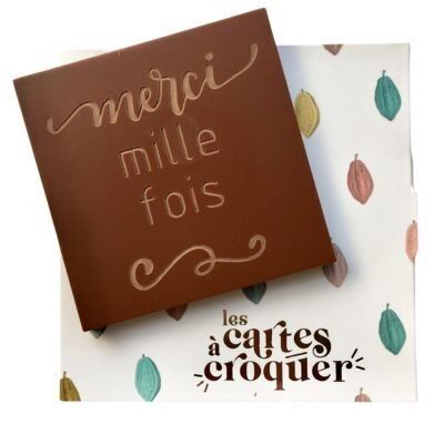 The crunchy cards | Engraved chocolate THANK YOU | VERSION THANK YOU 1000 TIMES | Milk or dark chocolate bar | Personalized chocolate without coloring | Gift card