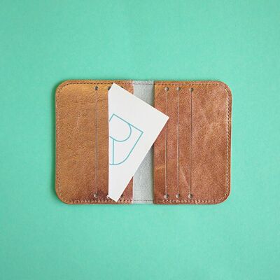 leather card sleeve copper