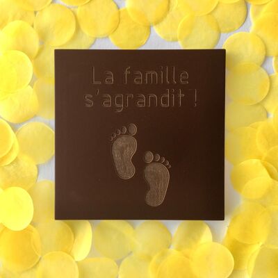 The crunchy cards | Engraved chocolate BIRTH BABY | THE FAMILY IS GROWING VERSION | Milk or dark chocolate bar | Personalized chocolate without coloring | Gift card