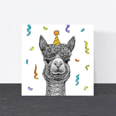 Carte d'anniversaire animal - Alpaga // Cartes écologiques // Cartes d'art animalier