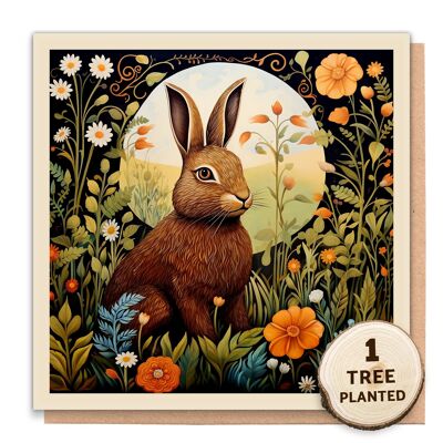 Meadow Rabbit Card Great For Nature Lovers and Pet Sympathy
