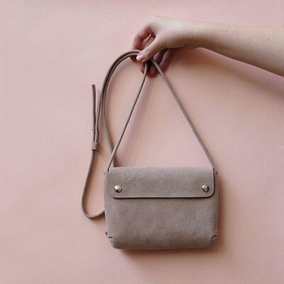 leather handbag taupe