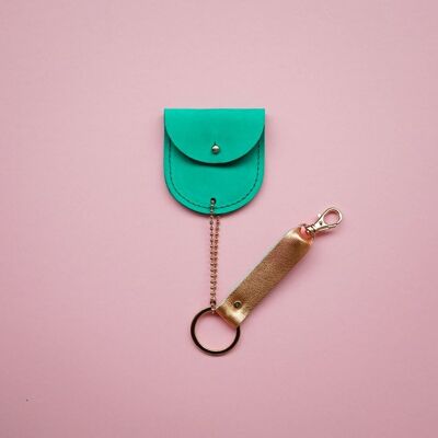 leather keychain BIO green
