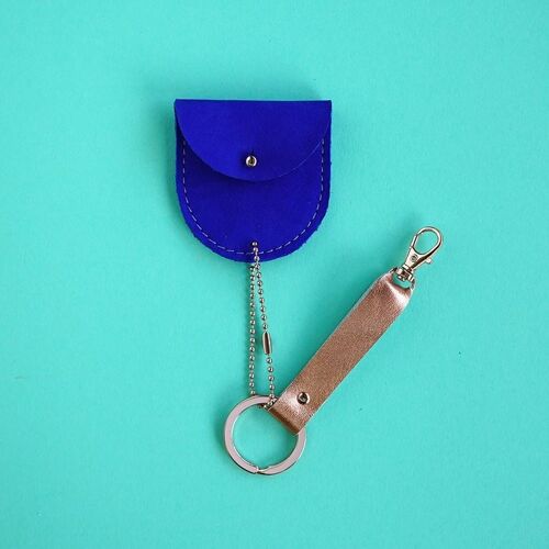 leather keychain BIO kobalt