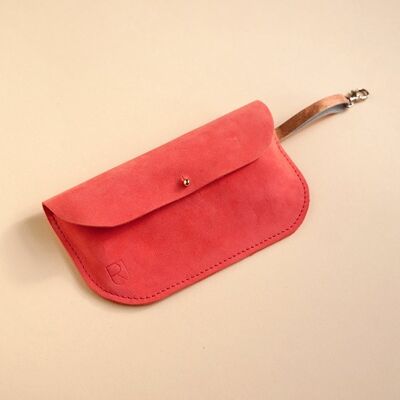leather spectacle case BIO coral