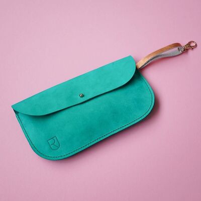 leather spectacle case BIO green