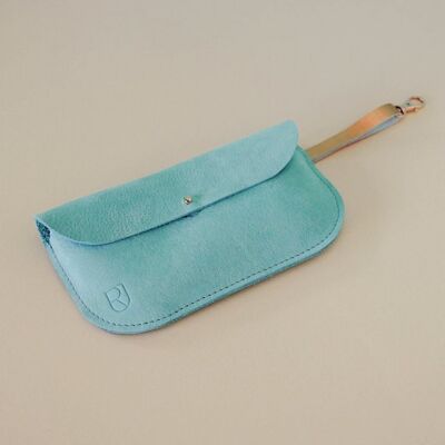 estuche de cuero para gafas menta