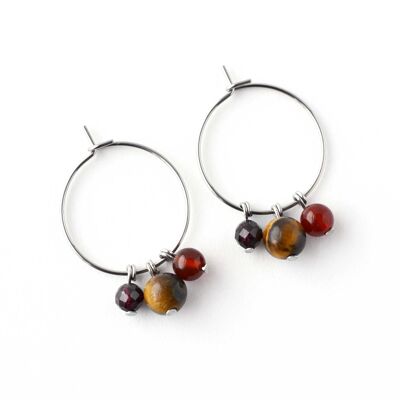 Boucles d'oreilles créoles en acier chirurgical avec pierres précieuses