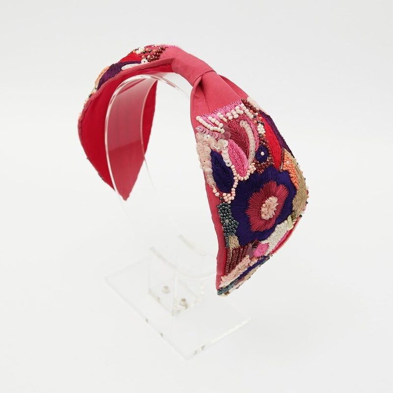 Fascia per capelli in chinnar rosa scuro