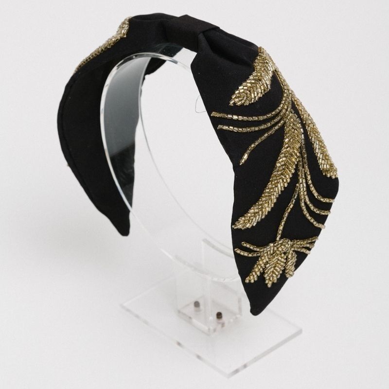 Cerchietto lineare nero e oro