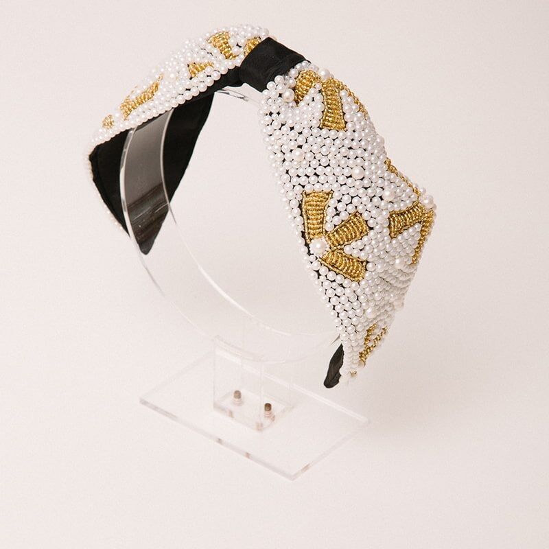 Cerchietto Solapur nero, oro e perle