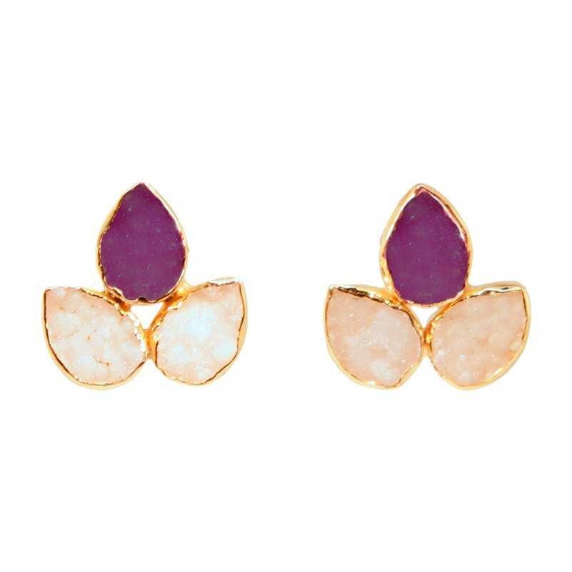 Große Yoga-Ohrringe in Fuchsia und Weiß