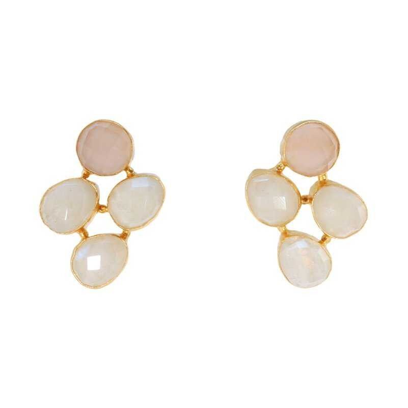 Ohrringe aus Tibet-Rosa und Mondstein