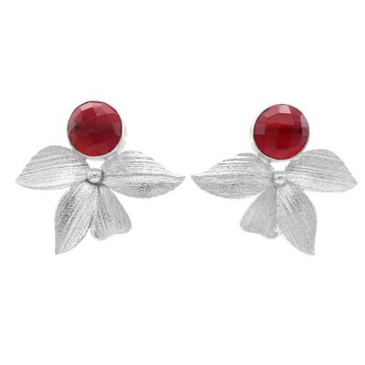 Gràcia Silver Dark Ruby Earrings