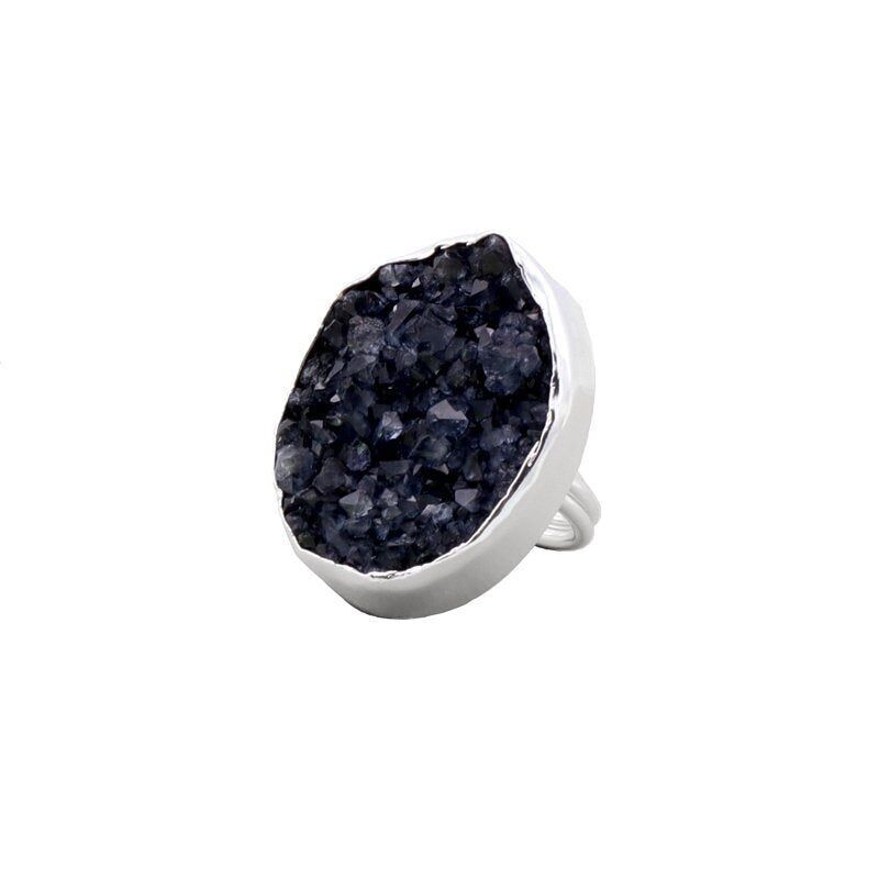 Anello Galaxy Druzy Argento Nero