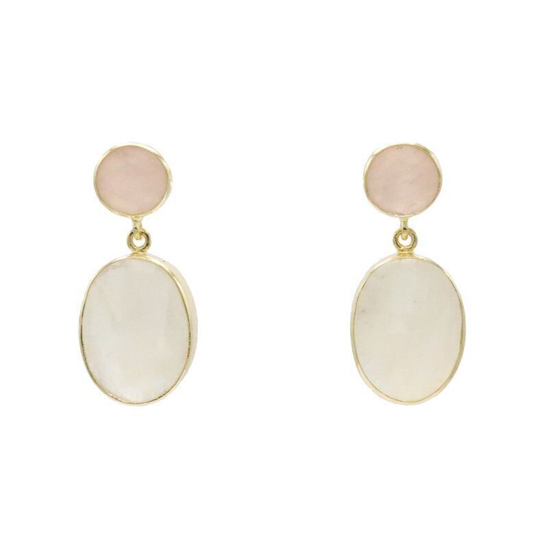 Pendientes Rupia Iconic Rosa cuarzo y Piedra Lunar