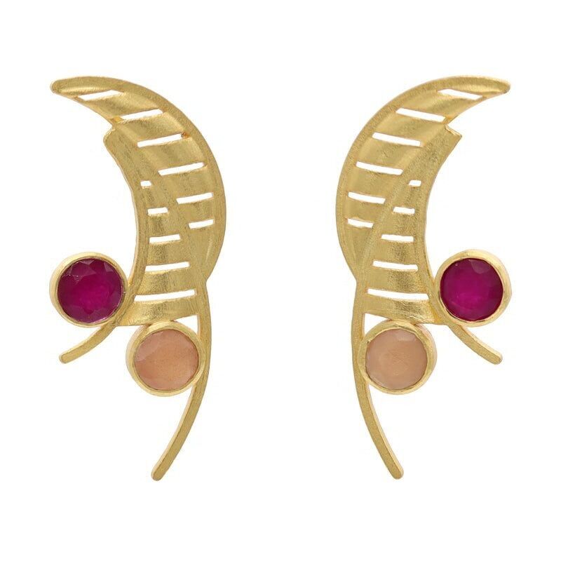 Orecchini Gaman con rubini e rosa