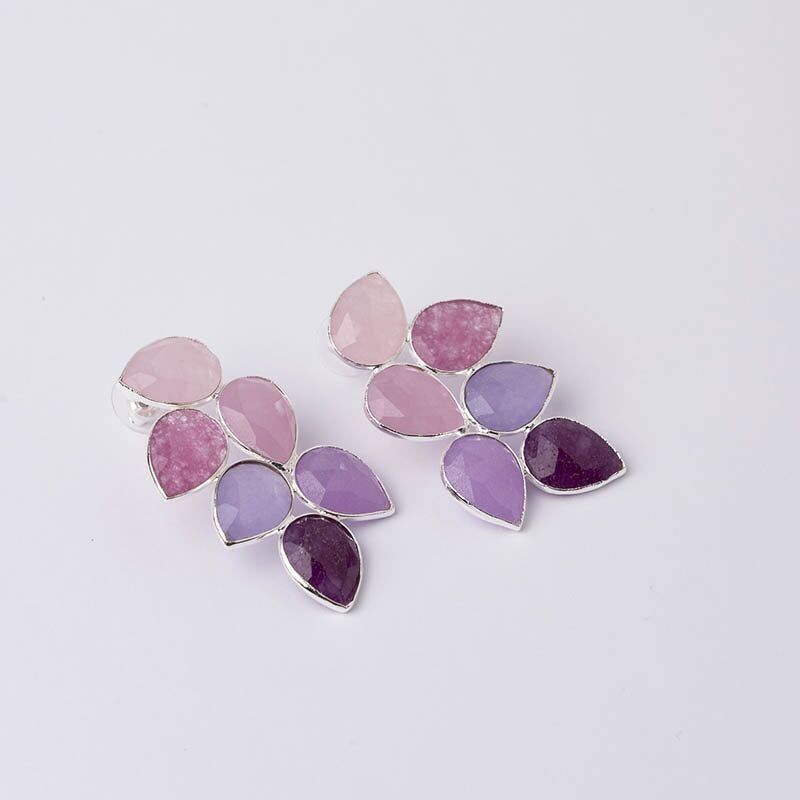 Orecchini Thailandia Ed. Rosa argento e viola limitati