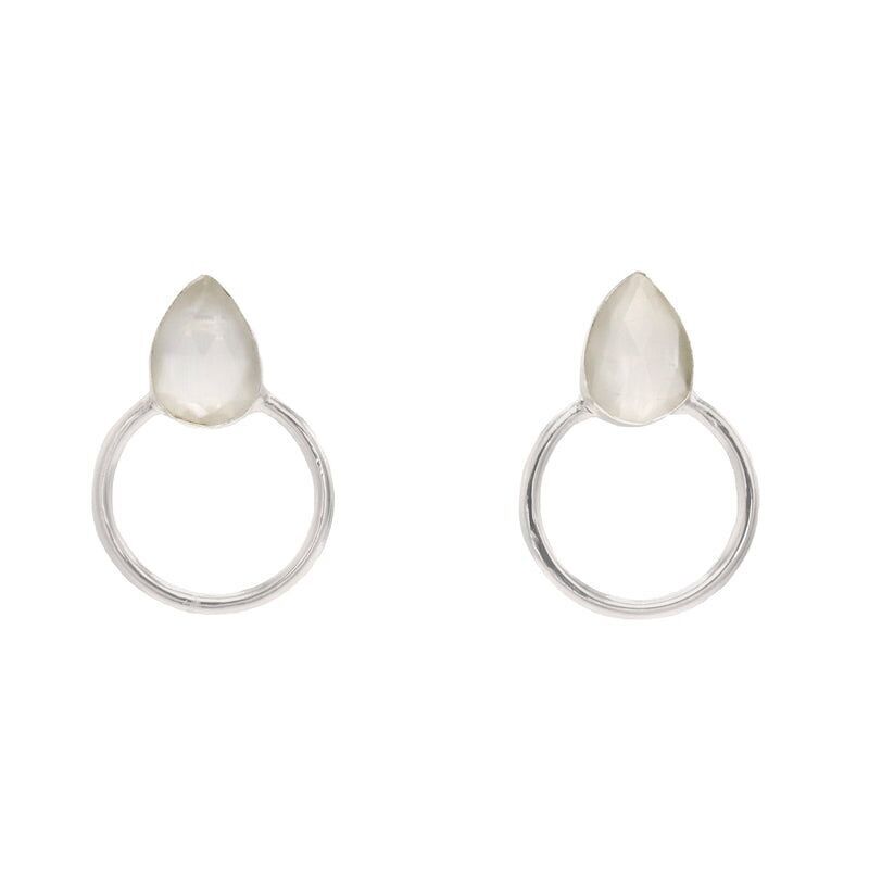 Orecchini Mini Diwa Argento Lucido Bianco