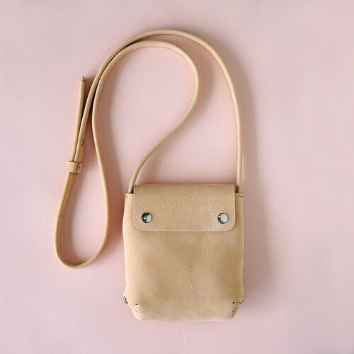 small leather handbag nude