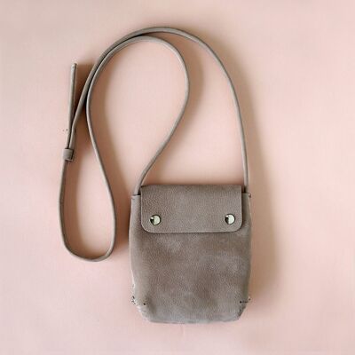 small leather handbag taupe