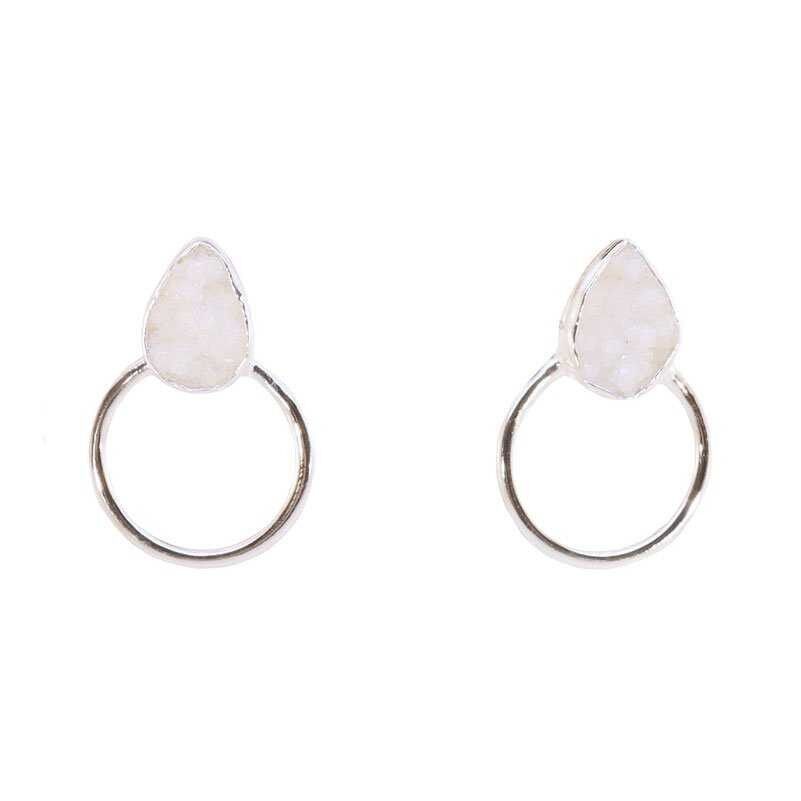 Orecchini Mini Diwa Argento Druzy Bianco