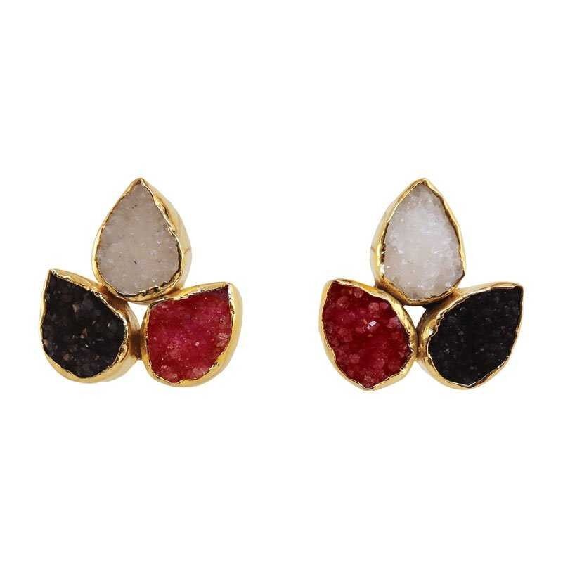 Orecchini Yoga Grandi Bordeaux, Bianchi e Neri