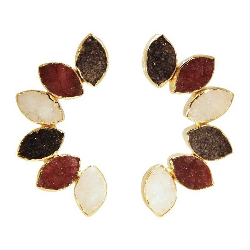 Orecchini Boreal neri, rosa bordeaux e bianchi