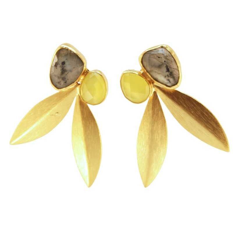 Narciso Labradorite e orecchini gialli