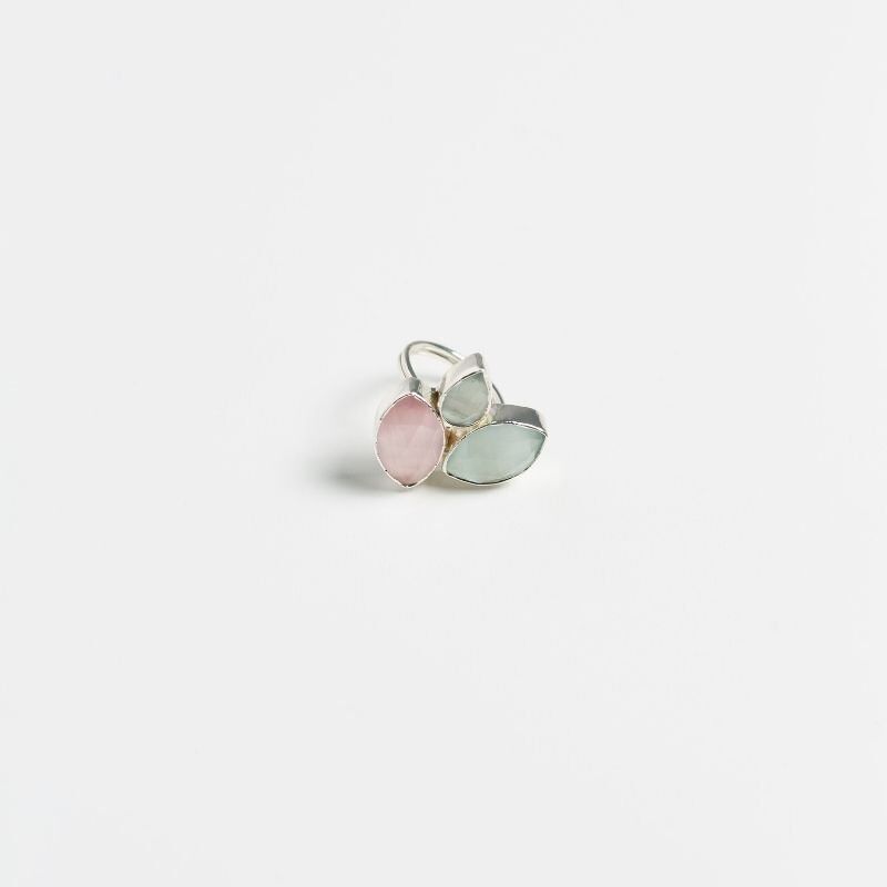 Anello in Argento Grayas Rosa chiaro e verde acqua