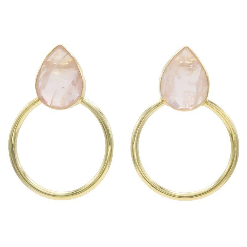 Pendientes Diwa Big Pulido Rosa cuarzo