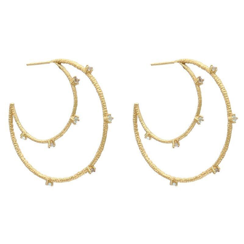 Orecchini a cerchio Alqamar Labradorite e verde acqua