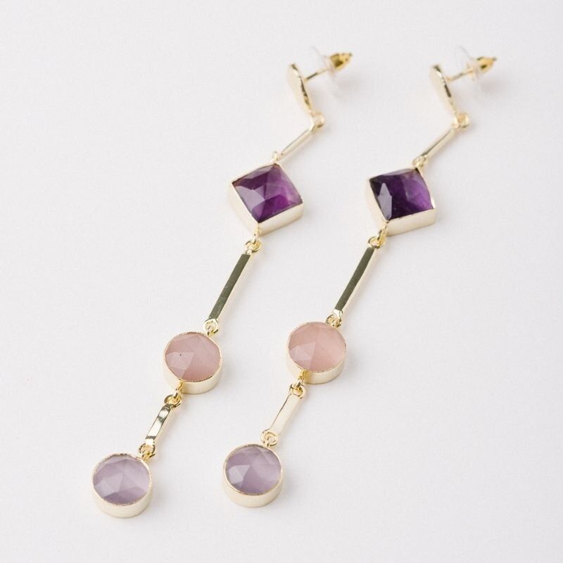 Pendientes Atocha Ed. Limitada Pulido Morados y Rosa