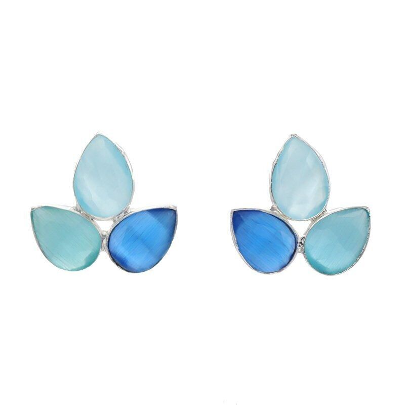 Orecchini Yoga grandi in argento lucido blu