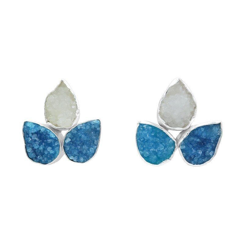 Orecchini Yoga Grandi Argento Bianco e Turchese