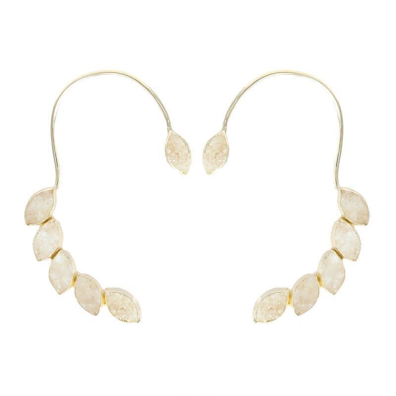 Pendientes Earcuff Cometa Drusa Blanco