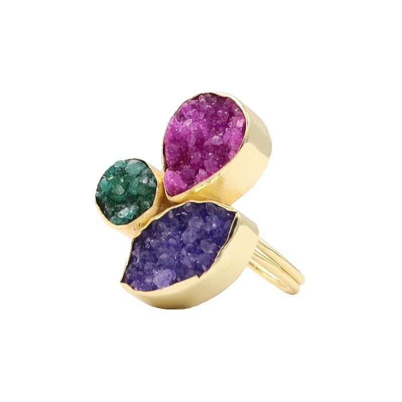 Anillo Greas Drusa Morado, Fucsia y Verde