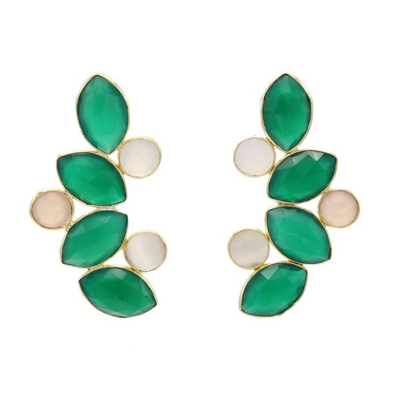Orecchini Hali lucidi verdi e color carne