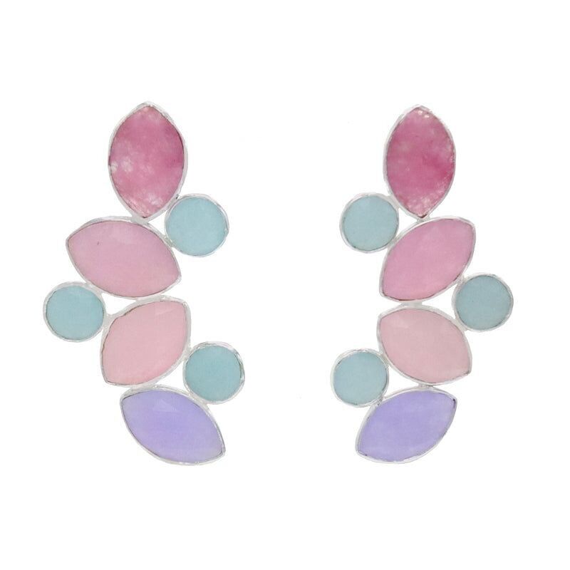 Orecchini Hali con rose in argento lucido e lilla