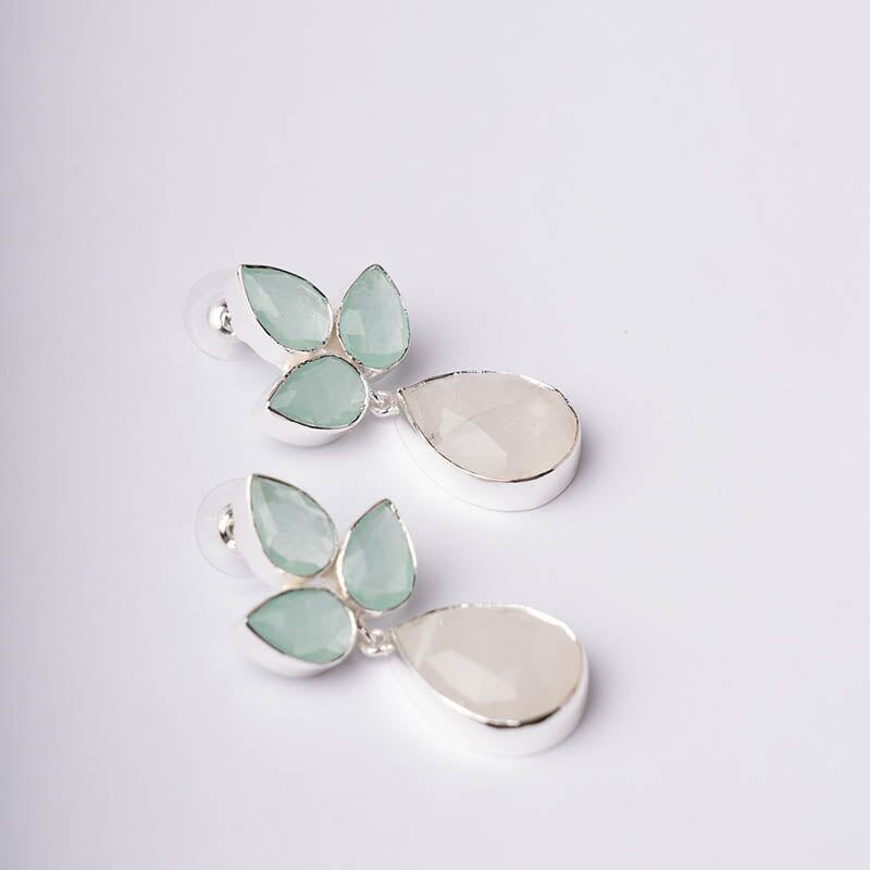 Orecchini Willow Ed. Edizione limitata Argento Verde Acqua e Pietra di Luna