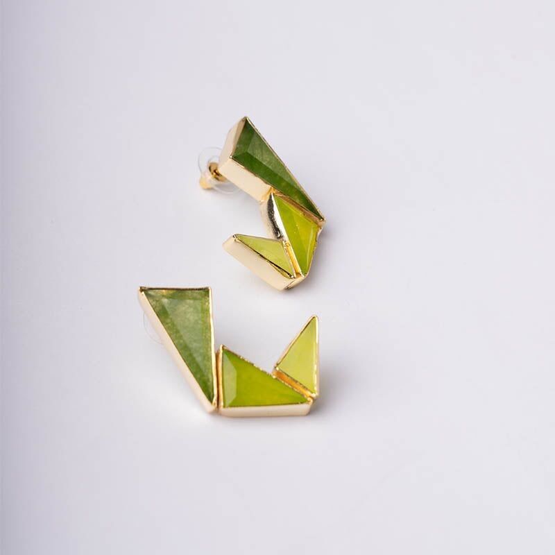 Fenix ​​​​Ed Ohrringe. Begrenzte polierte Grün- und Gelbtöne