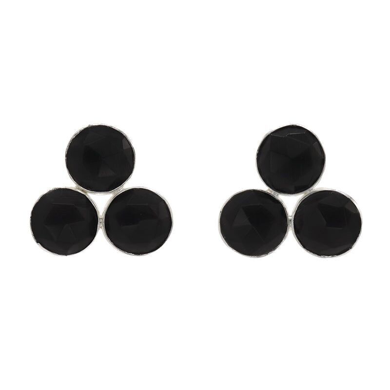 Orecchini neri Druzy in argento di Mumbai