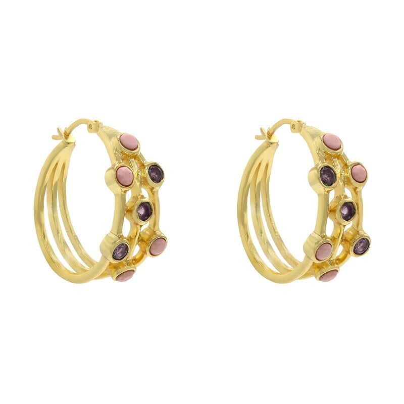 Orecchini a cerchi Tianse rosa e viola